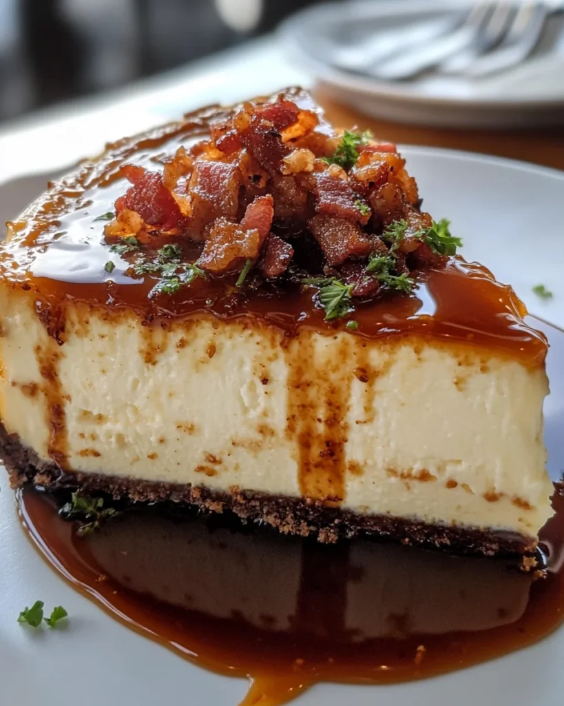 Cheesecake with Cajun Bacon Caramel Sauce