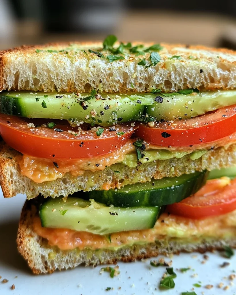 Cucumber-Avocado-Tomato Sandwich