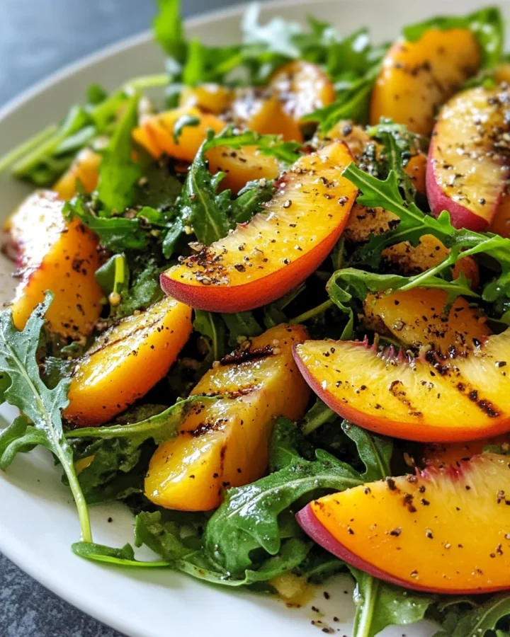 Grilled Peach and Arugula Salad 