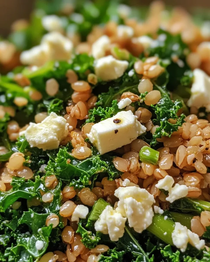 Pearl Barley Salad with Feta and Kale 