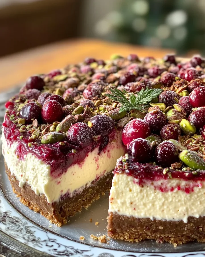 Pistachio Cranberry Cheesecake