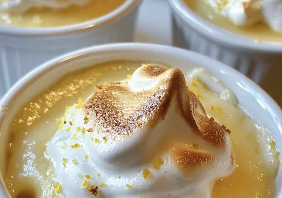 Baked Lemon Meringue Sago Puddings