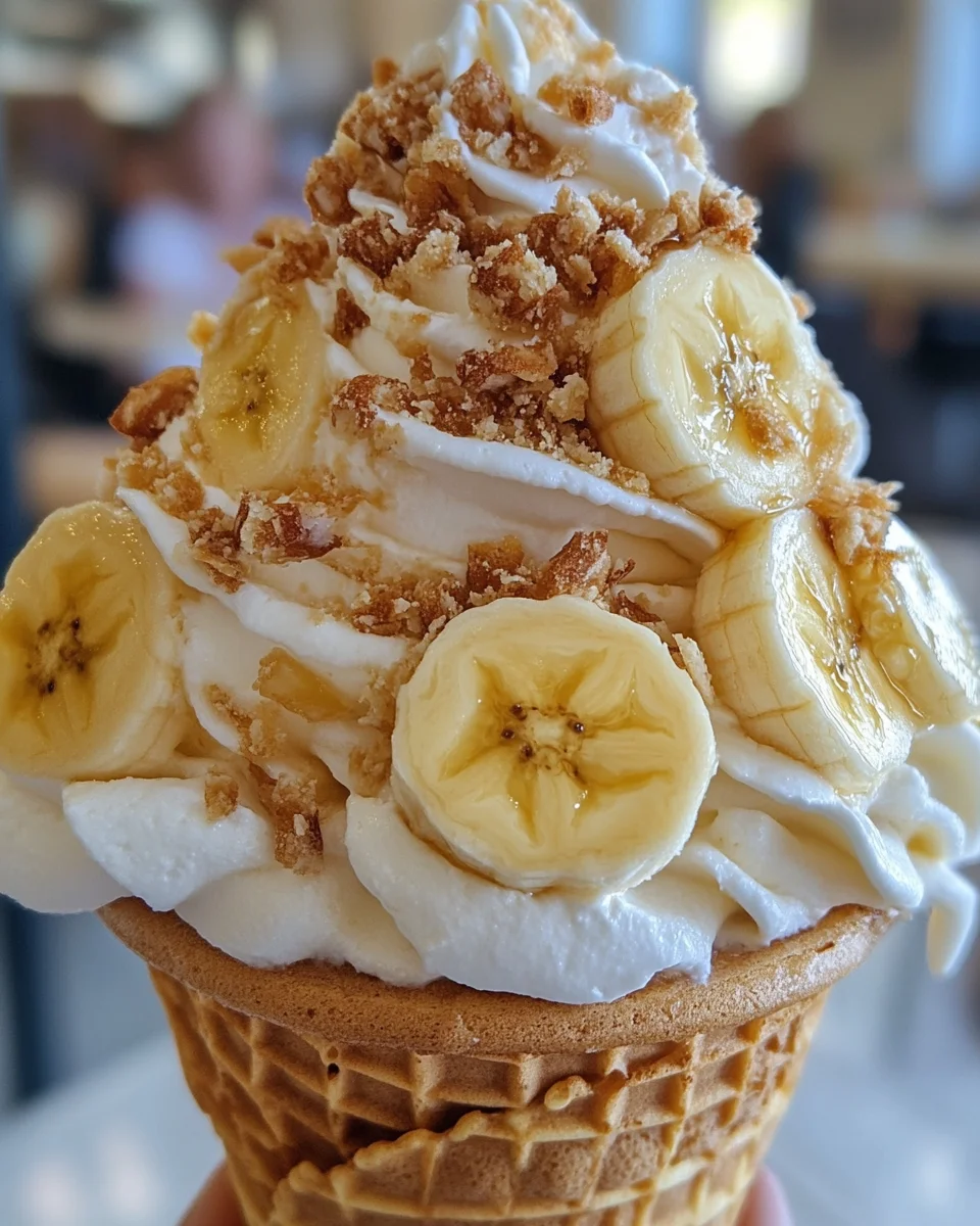 Banana cheesecake cone