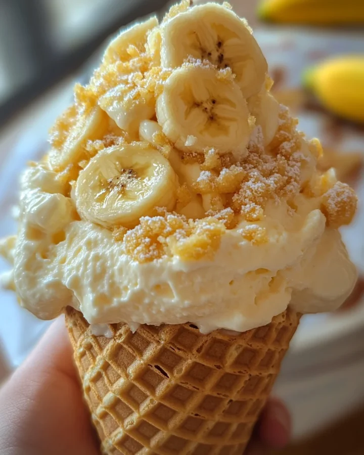 Banana cheesecake cone