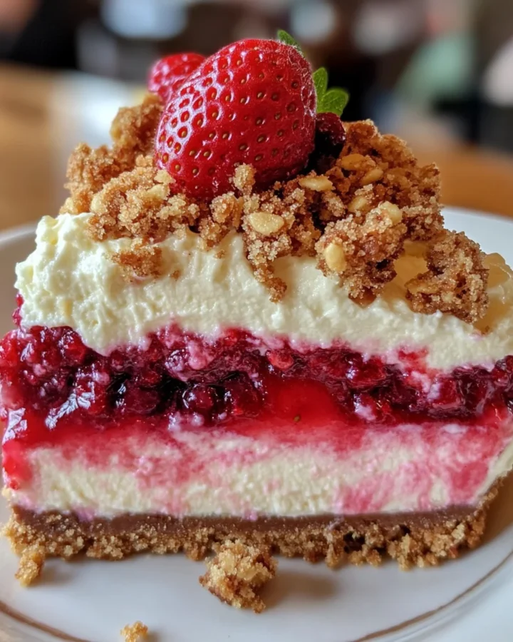 Berrylicious Strawberry Crunch Cheesecake