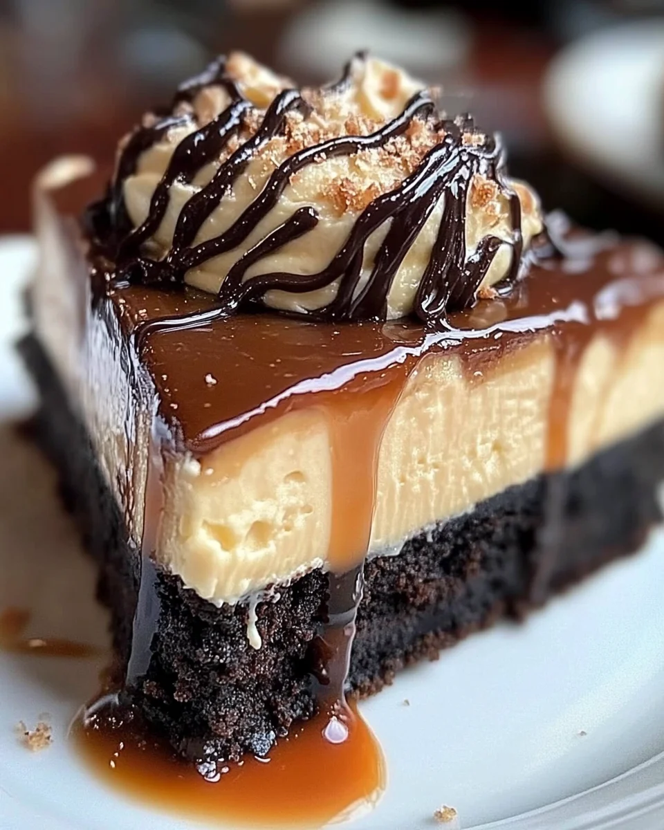 Caramel Swirl Brownie Cheesecake