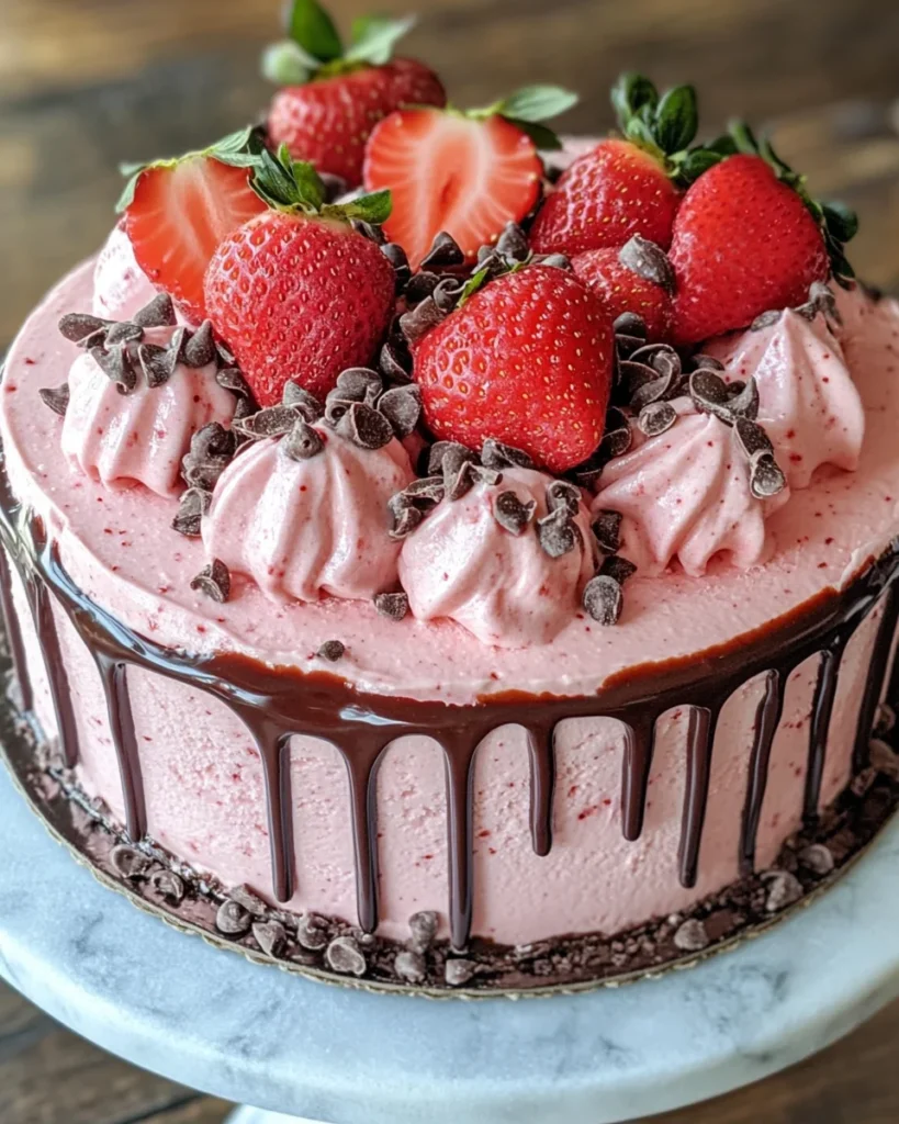 Chocolate Covered Strawberry Ice Cream Cake
