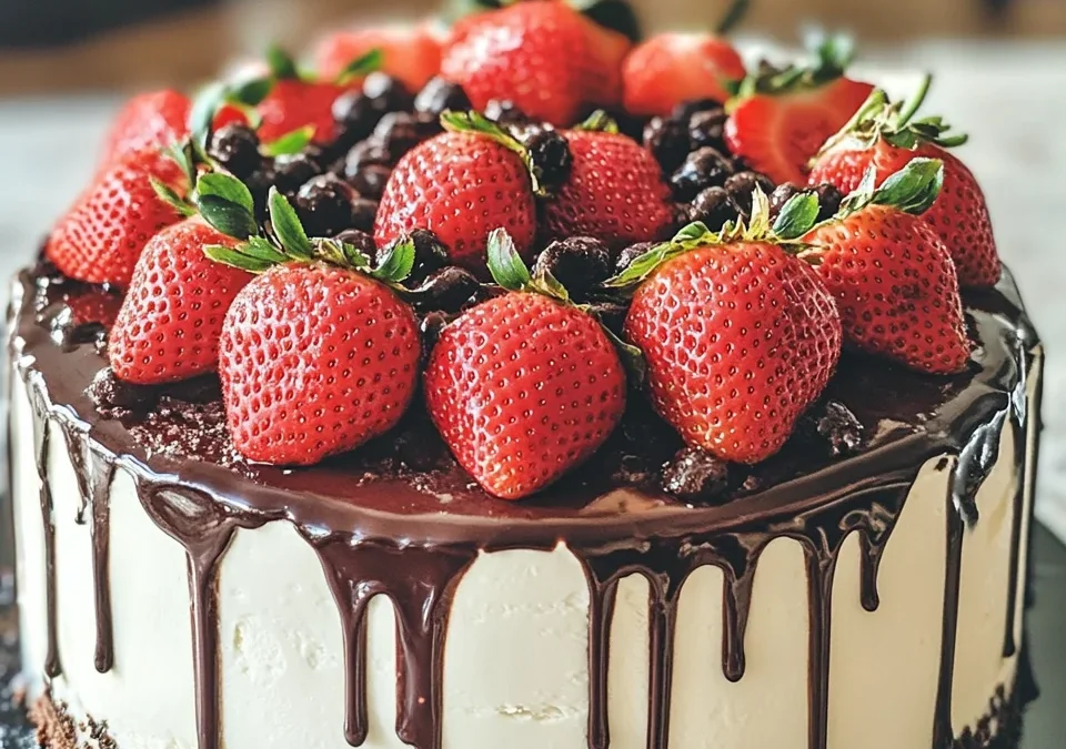 Chocolate Covered Strawberry Ice Cream Cake