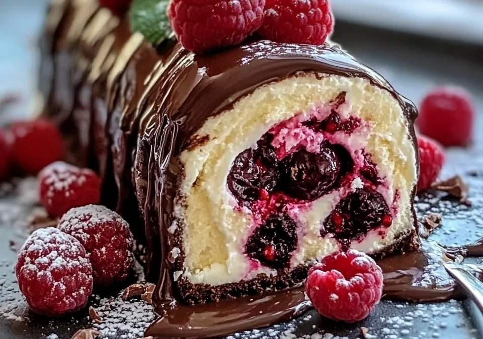 Chocolate Raspberry Swiss Roll