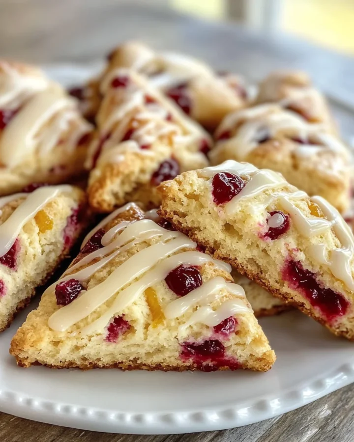 Cranberry Orange Scones with Citrus Glaze 