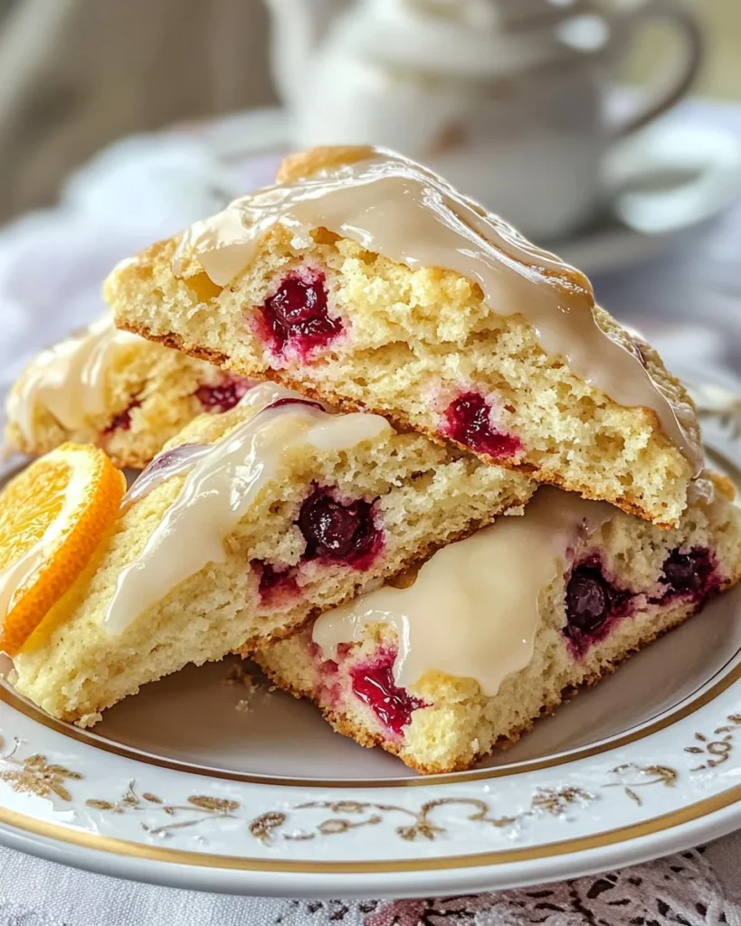 Cranberry Orange Scones with Citrus Glaze