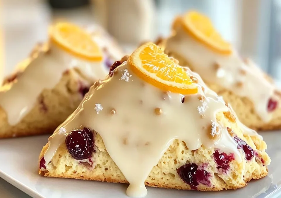 Cranberry Orange Scones with Citrus Glaze