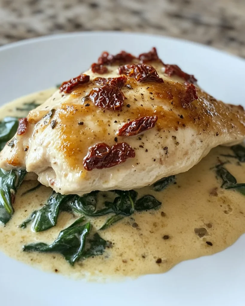 Creamy Tuscan Chicken with Spinach and Sun-Dried Tomatoes