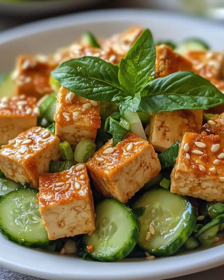 Crispy Tofu and Cucumber Salad with Peanut Dressing