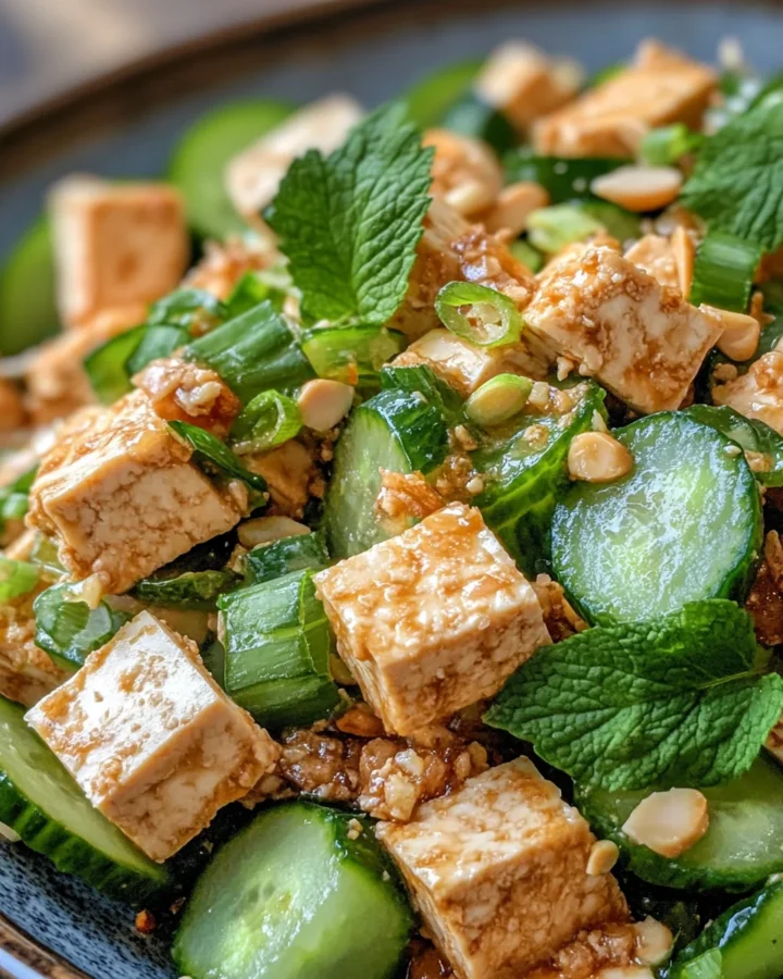 Crispy Tofu and Cucumber Salad with Peanut Dressing