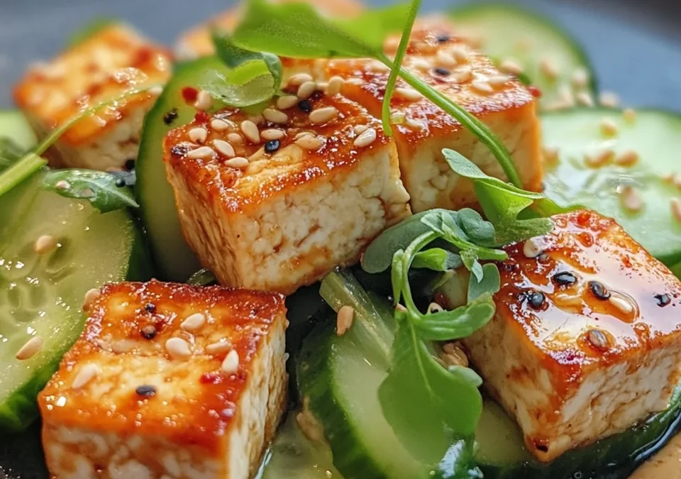 Crispy Tofu and Cucumber Salad with Peanut Dressing