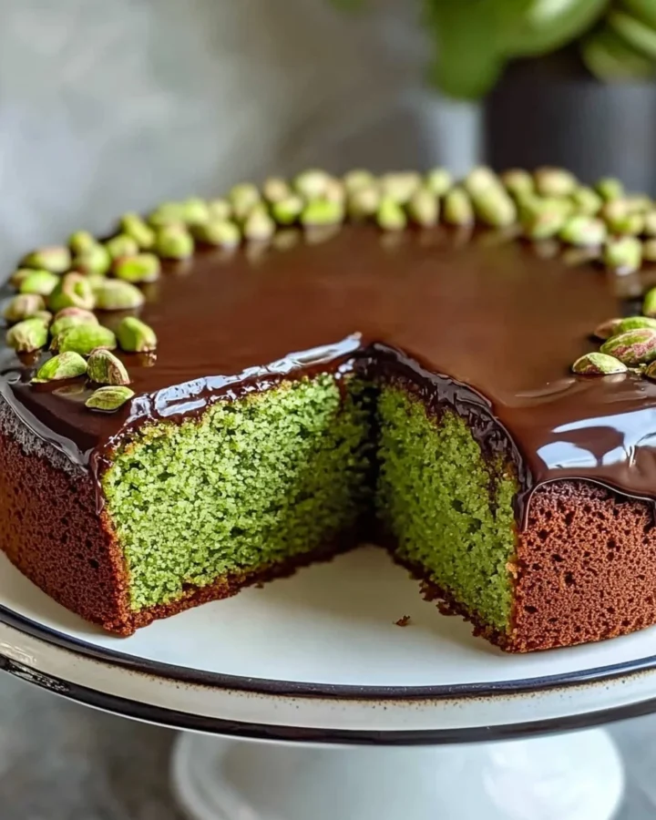 Flourless Pistachio Cake with Chocolate Ganache