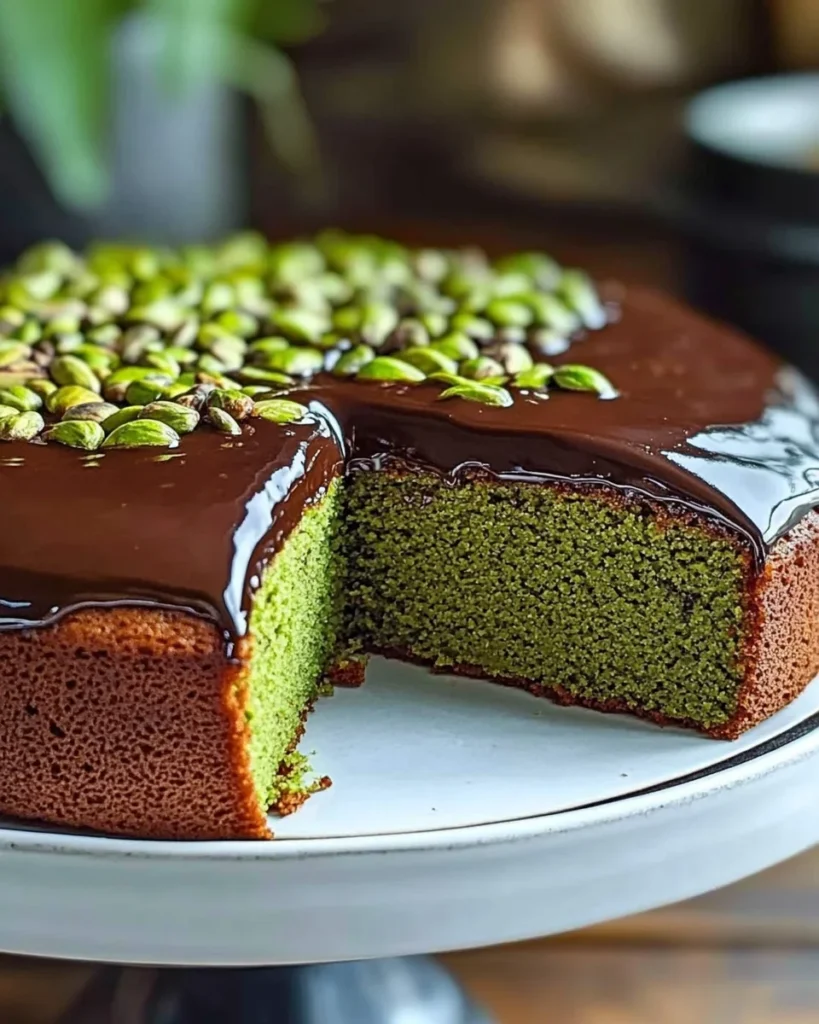 Flourless Pistachio Cake with Chocolate Ganache