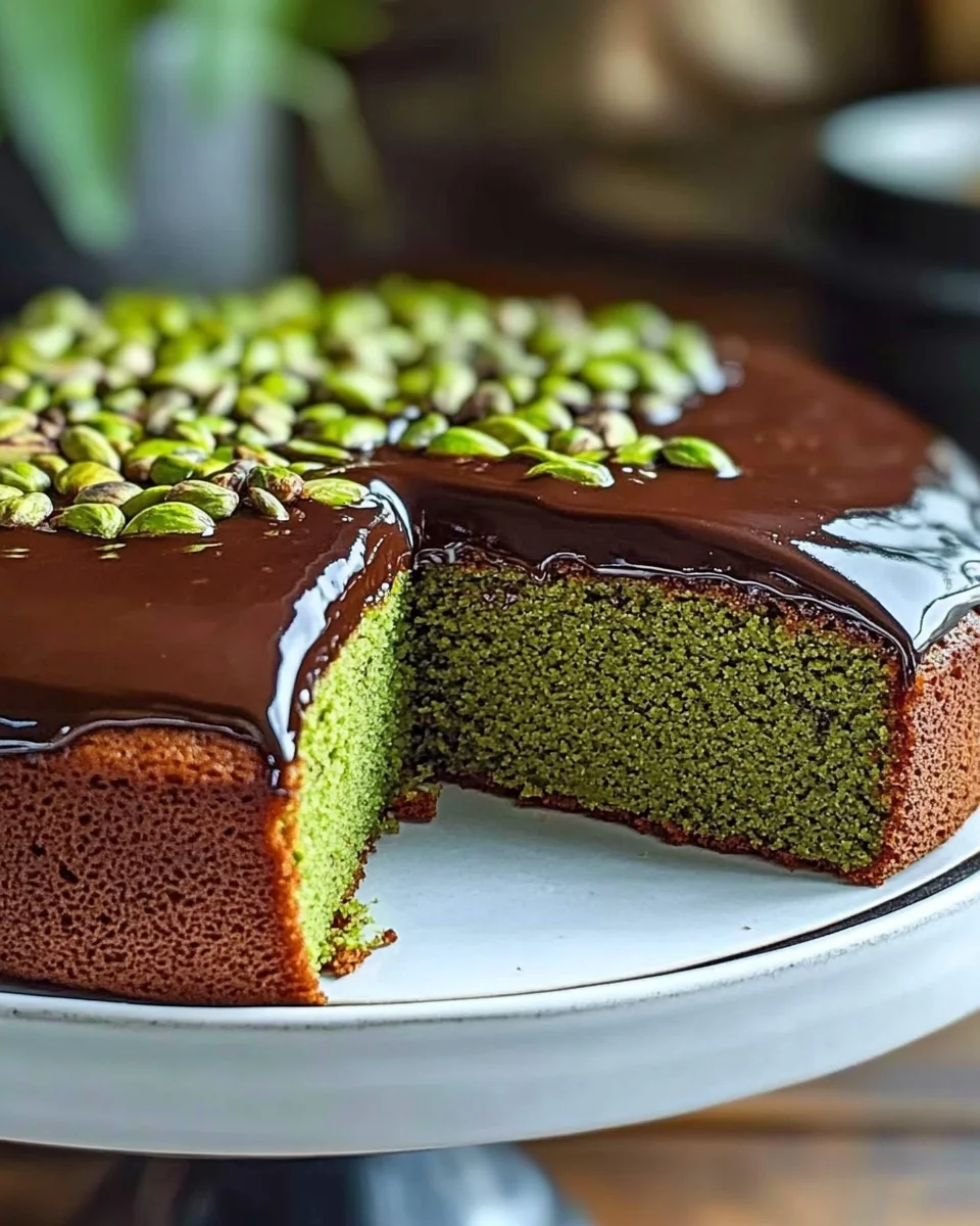 Flourless Pistachio Cake with Chocolate Ganache