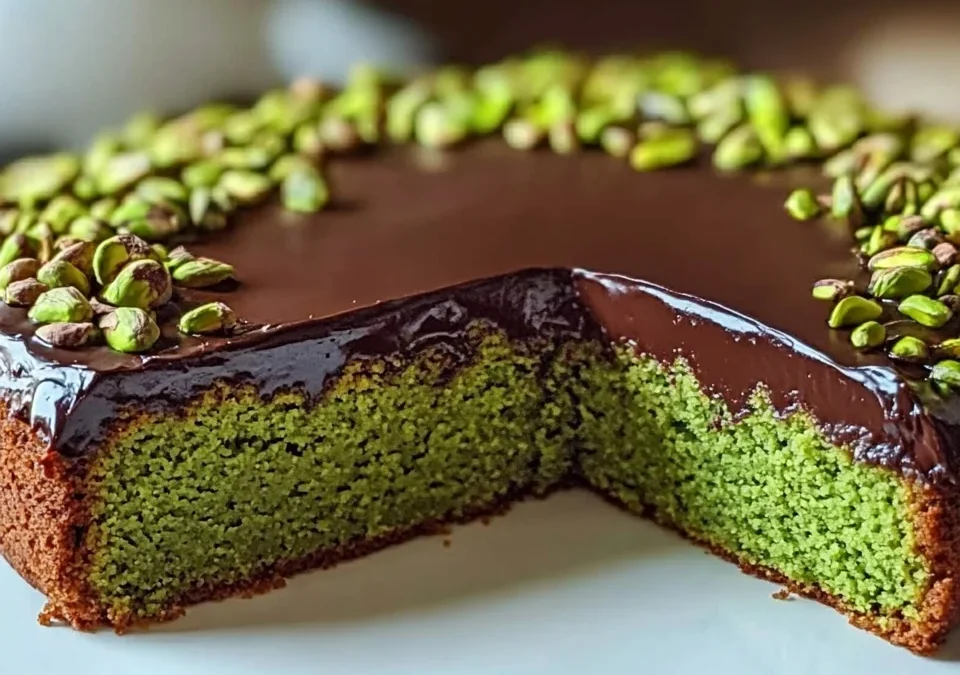 Flourless Pistachio Cake with Chocolate Ganache
