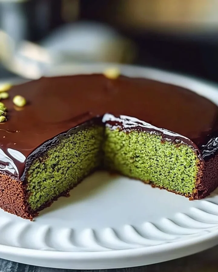 Flourless Pistachio Cake with Chocolate Ganache