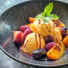 Grilled Stone Fruits with Burnt Honey Ice Cream: A Perfect Summer Dessert