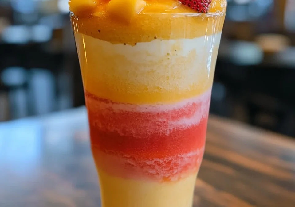 Mango Strawberry Sunrise Frappuccinos