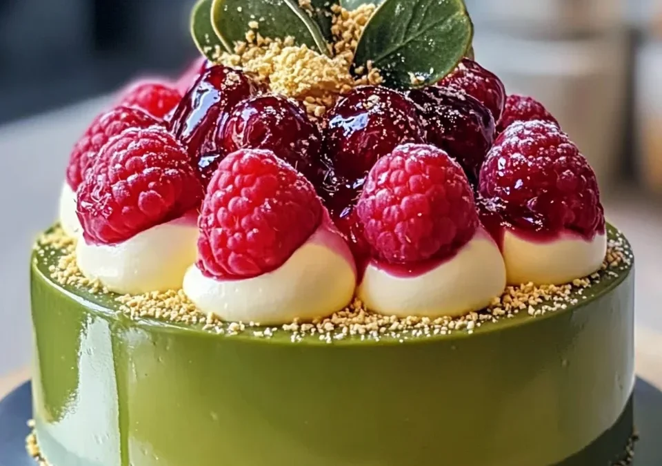 Matcha Raspberry Dome Cake