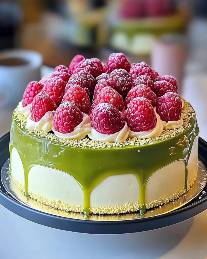 Matcha Raspberry Dome Cake