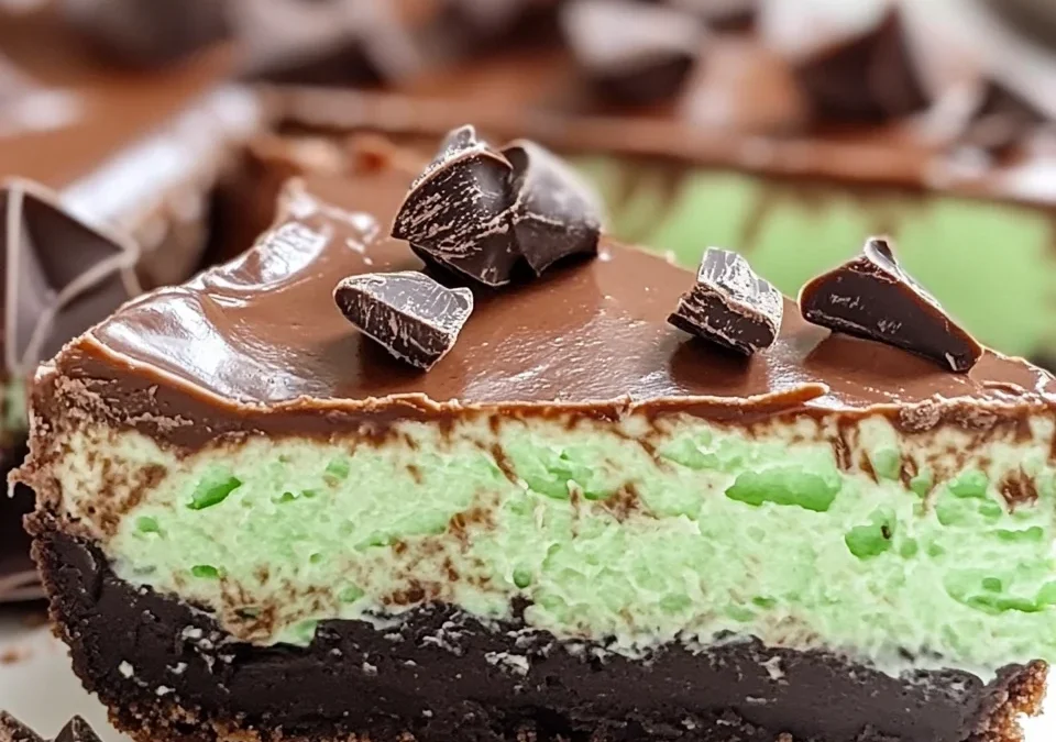 Mint Chocolate Cheesecake Pie with a No-Bake Twist