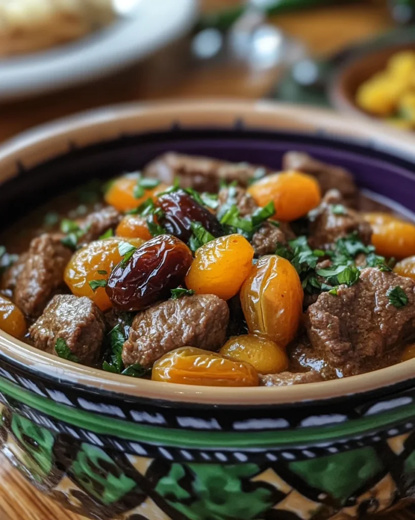 Moroccan Beef Stew with Dates and Apricots