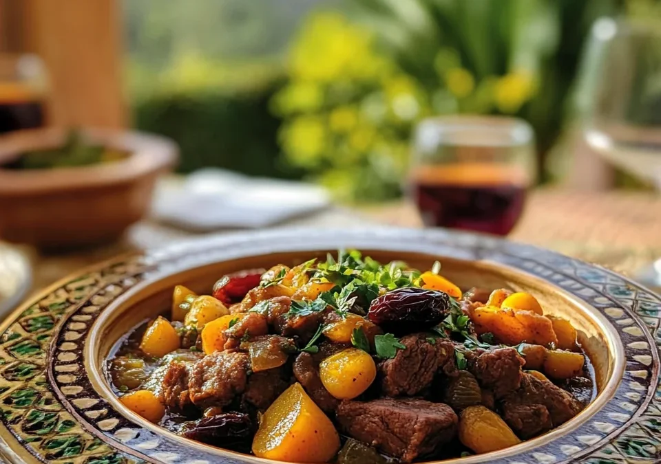 Moroccan Beef Stew with Dates and Apricots