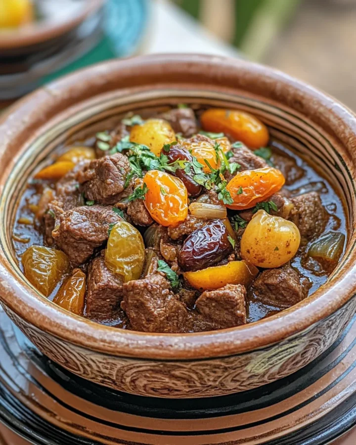 Moroccan Beef Stew with Dates and Apricots