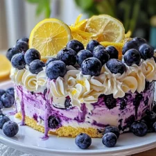 No-Bake Lemon Dazzling Blueberry Cream Cake Recipe
