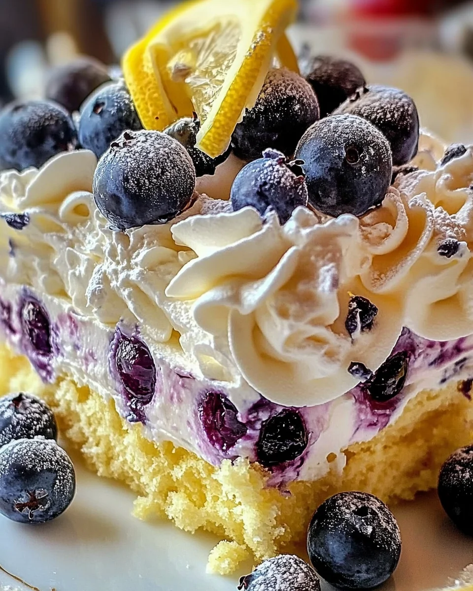 No-Bake Lemon Dazzling Blueberry Cream Cake