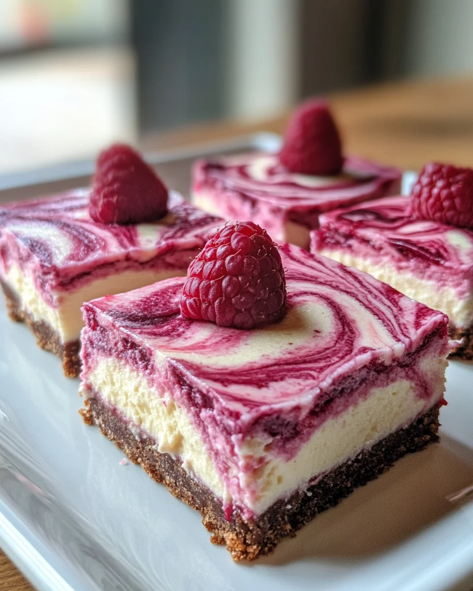 Raspberry swirl cheesecake bars