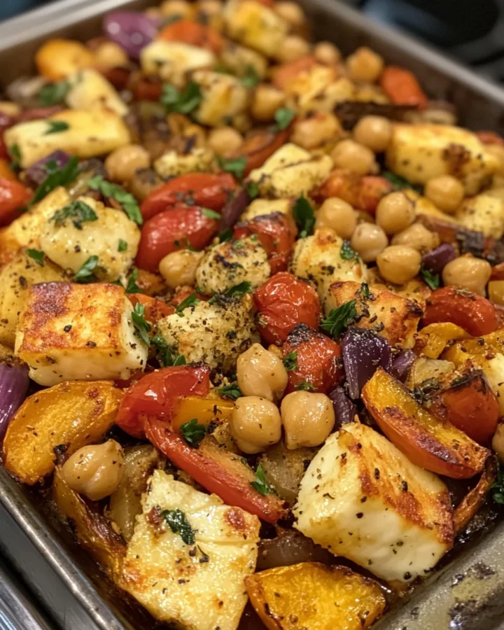 Roasted Veggies with Halloumi & Chickpeas