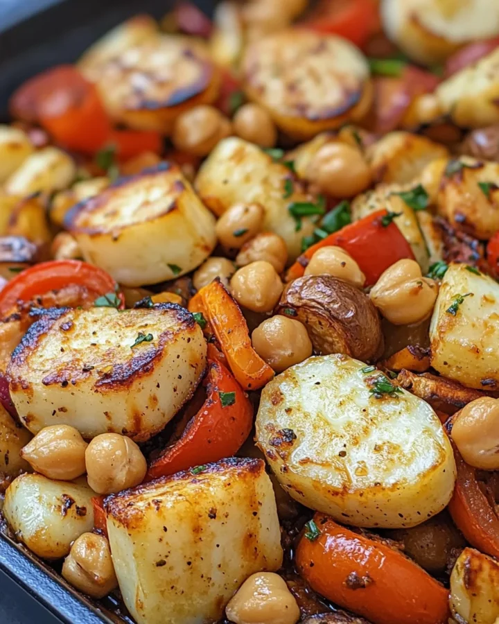 Roasted Veggies with Halloumi & Chickpeas