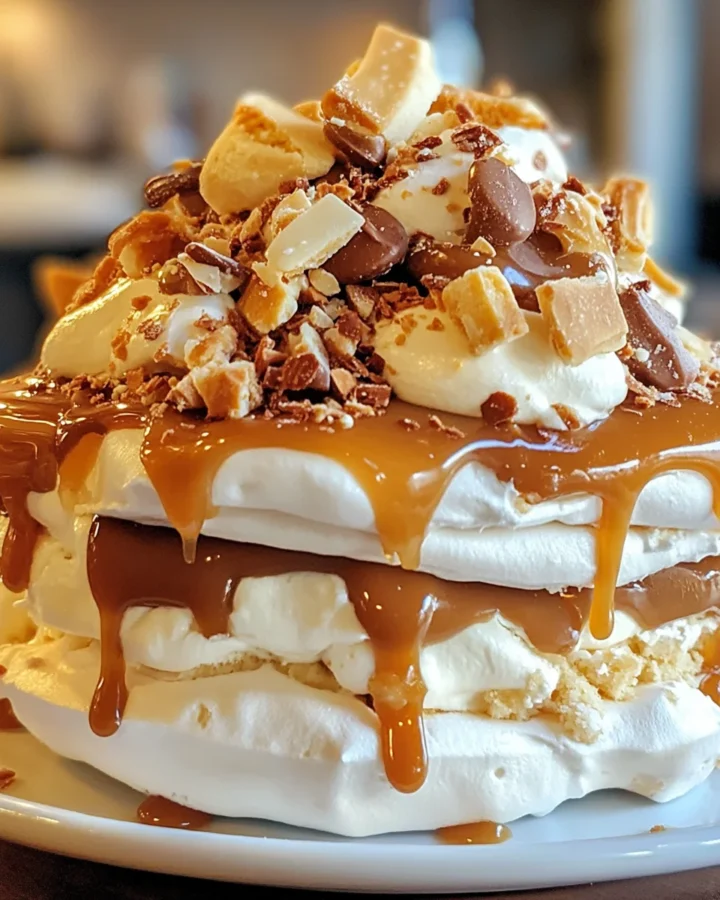 Salted Caramel Shortbread Pavlova