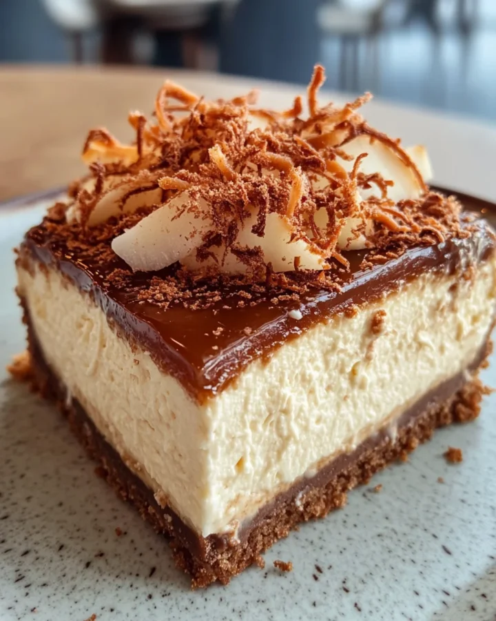 Samoa Cheesecake with Coconut Caramel