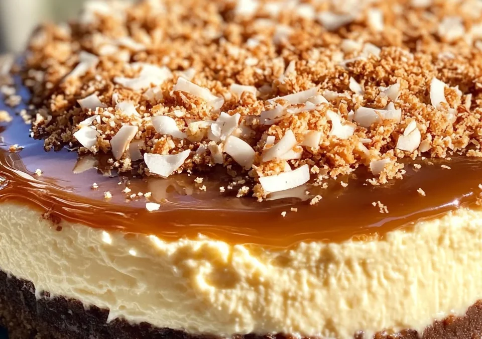 Samoa Cheesecake with Coconut Caramel