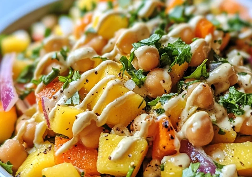 Spiced Chickpea & Mango Salad with Lime Tahini Dressing