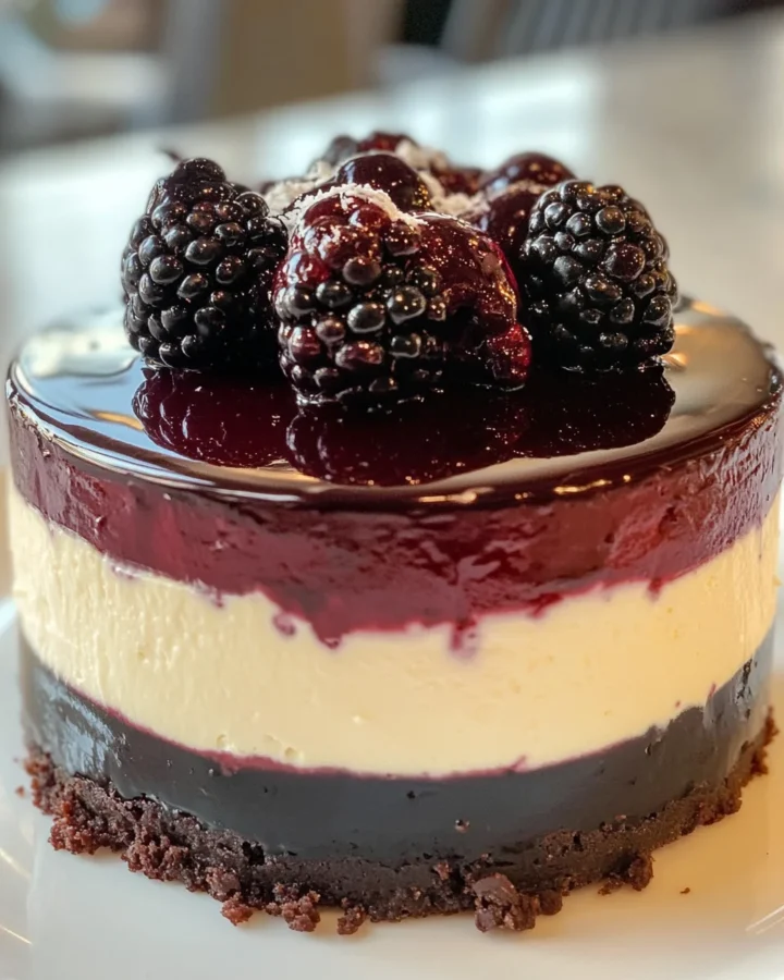 White Chocolate Blackberry Mousse Cheesecake