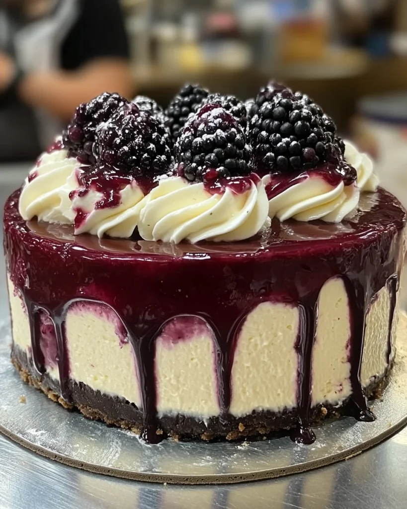 White Chocolate Blackberry Mousse Cheesecake