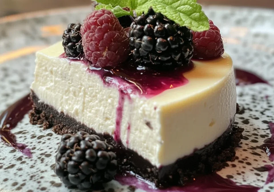 White Chocolate Blackberry Mousse Cheesecake