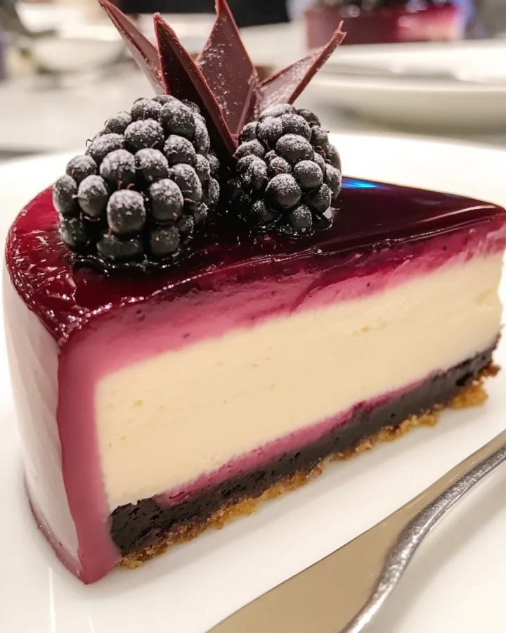 White Chocolate Blackberry Mousse Cheesecake