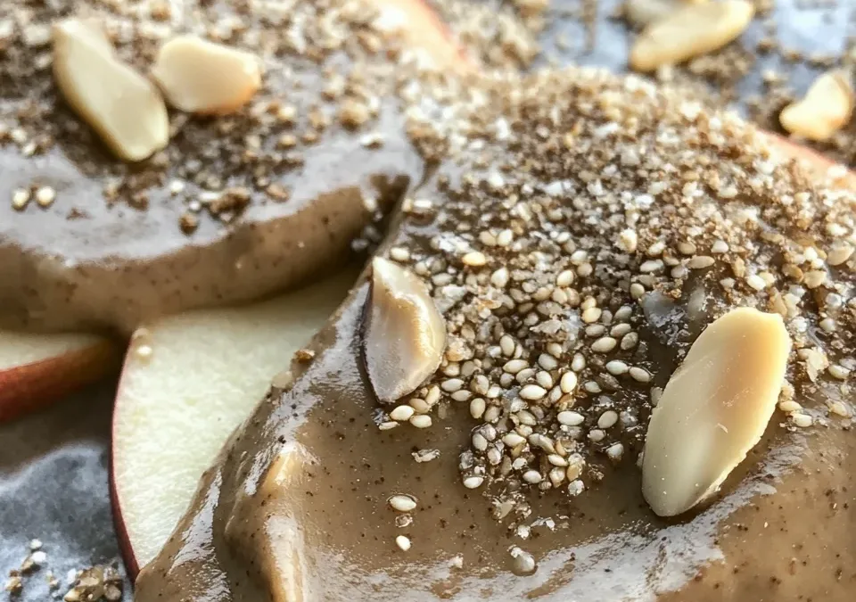 Apple Slices with Almond Butter & Hemp Seeds