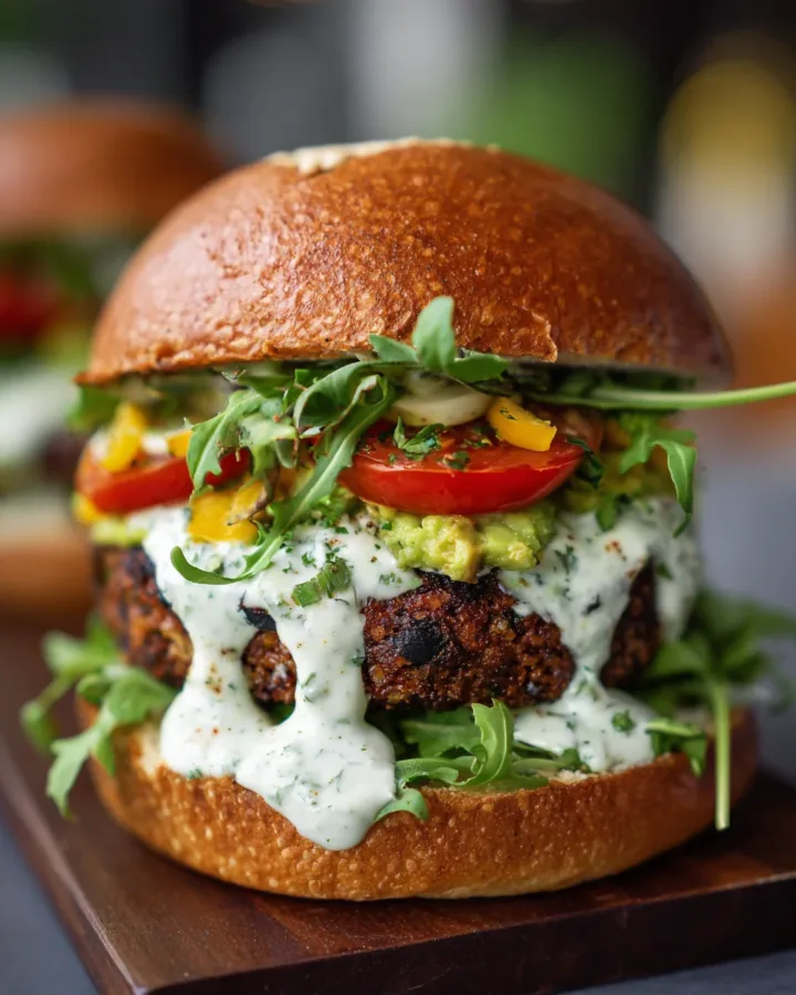 Black Bean Burgers with Avocado Crema