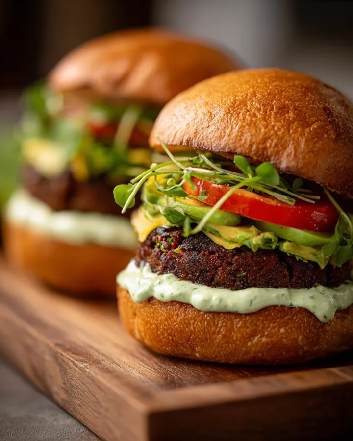 Black Bean Burgers with Avocado Crema