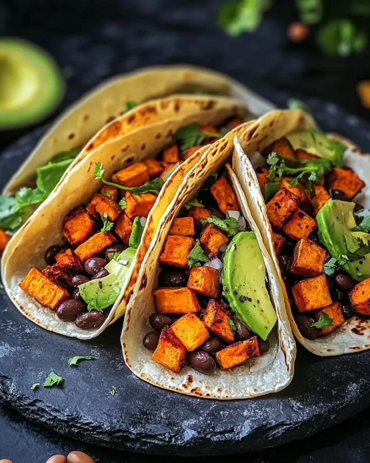 Black Bean & Sweet Potato Tacos with Avocado